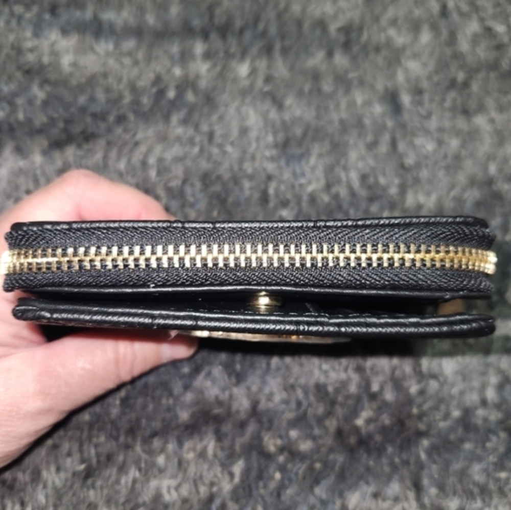 Badgley Mischka Black Snap Bifold with Zip Around Coin Compartment - Picture 8 of 11